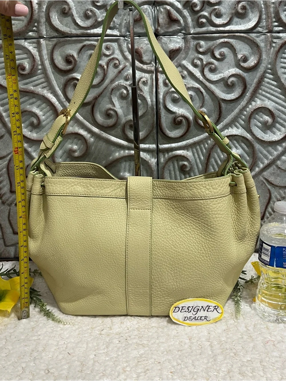 DOONEY & BOURKE  Vintage Pebbled Leather Lime Green Hobo Shoulder Bag